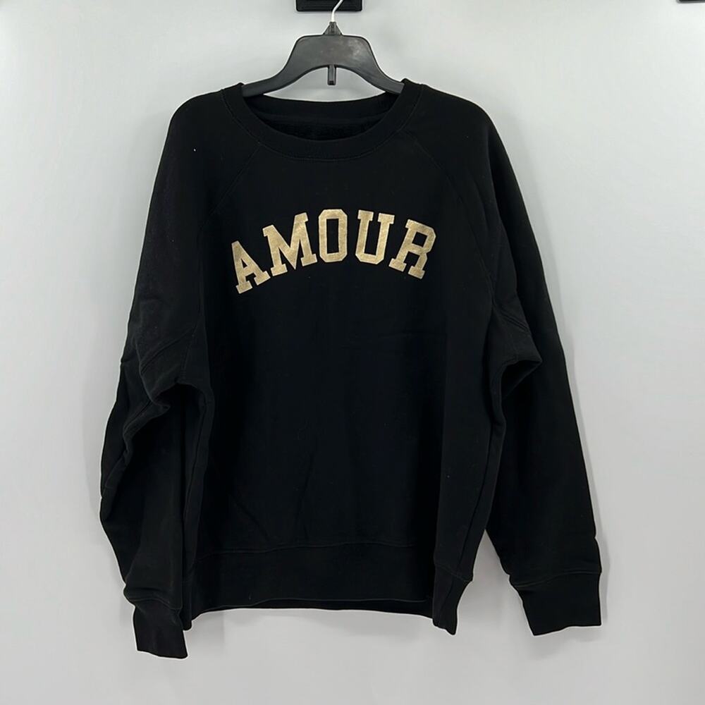 Zadig & Voltaire Upper Foil Amour Crewneck Sweatshirt - Black/Gold - Medium